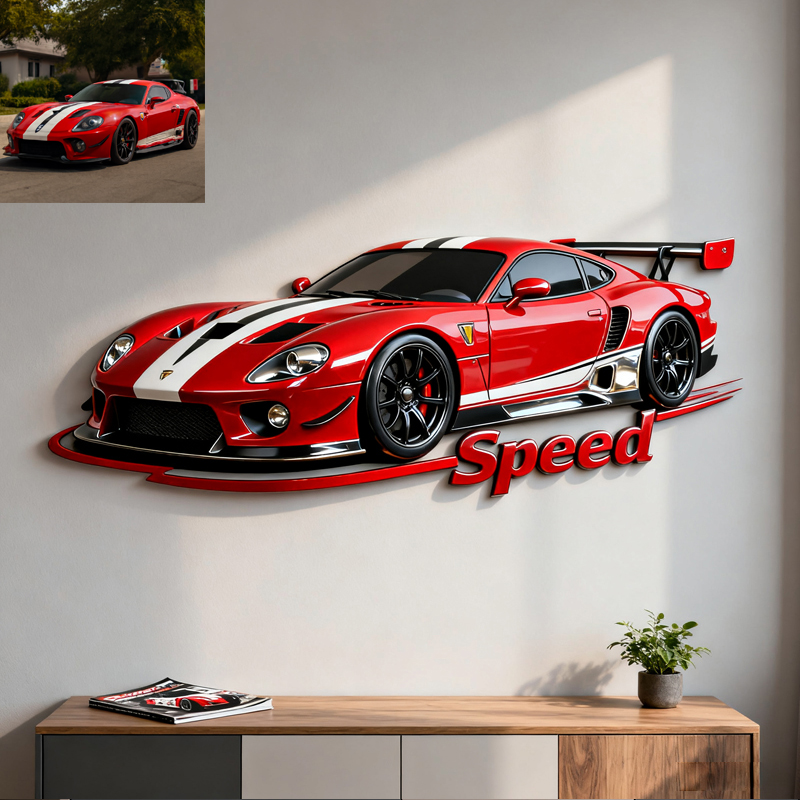 Personalized Racing Car Metal Wall Art-$35.00-Photo to 3d art