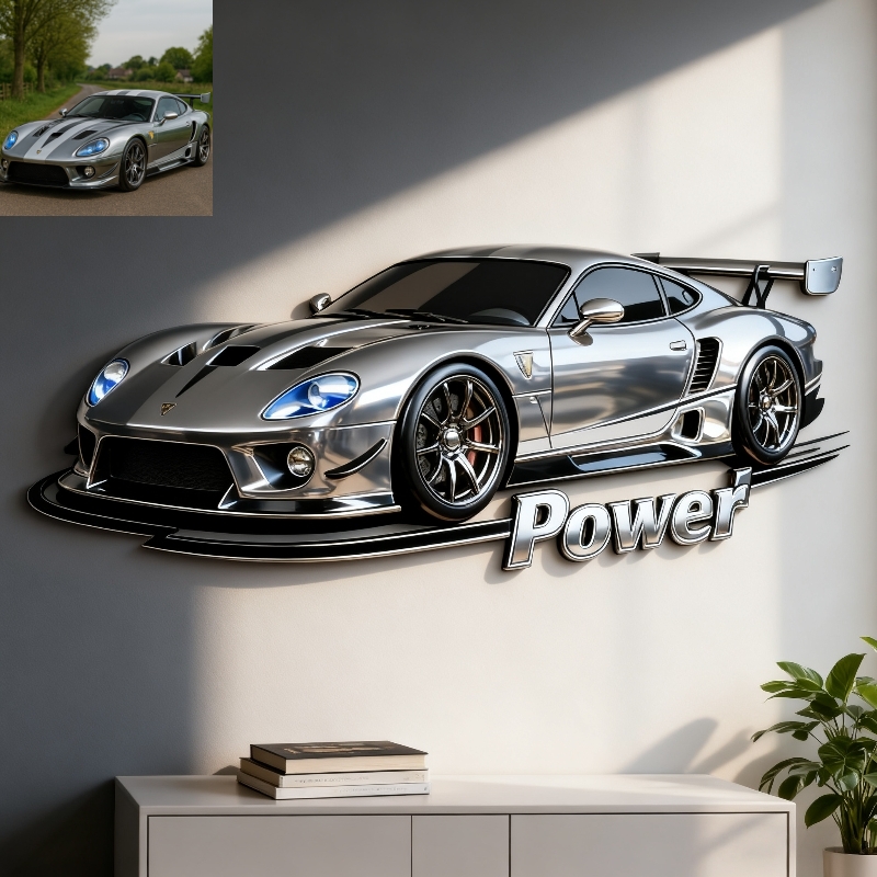 Personalized Racing Car Metal Wall Art-$35.00-Photo to 3d art